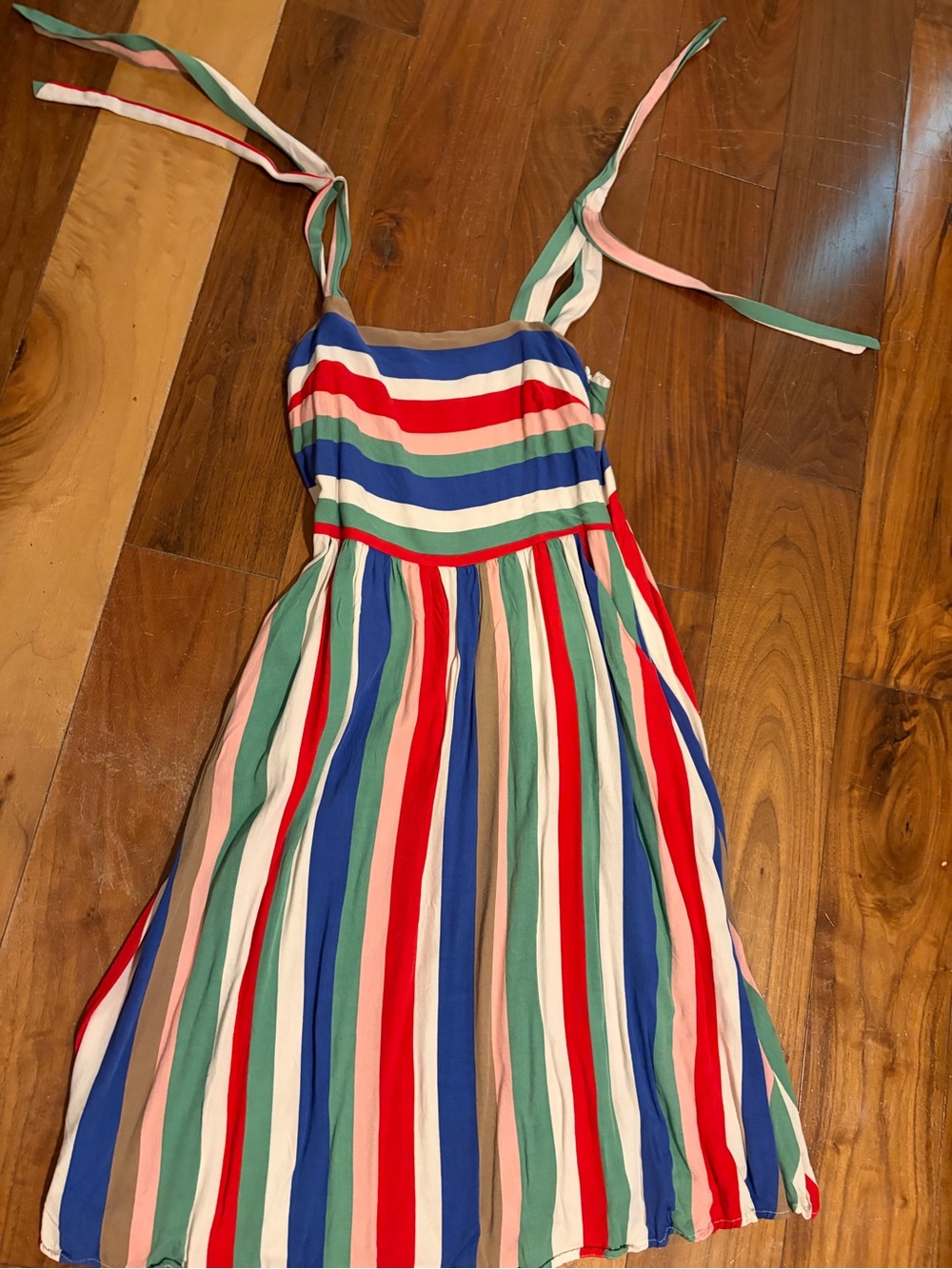 Multi-Color Striped Tie-Shoulder Sundress
